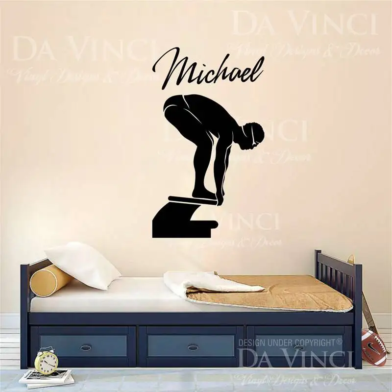 Swim Sticker Logo Name Swimmer Decal Swimming Posters Vinyl Wall Decals Pegatina Quadro Parede Decor Mural Swim Sticker