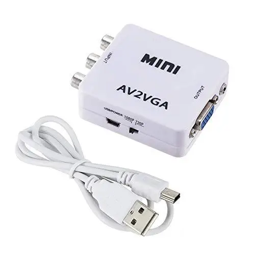 HD AV2VGA видео конвертер коробка AV RCA CVBS к VGA видео конвертер convoor& 3,5 мм аудио к ПК HDTV конвертер R60