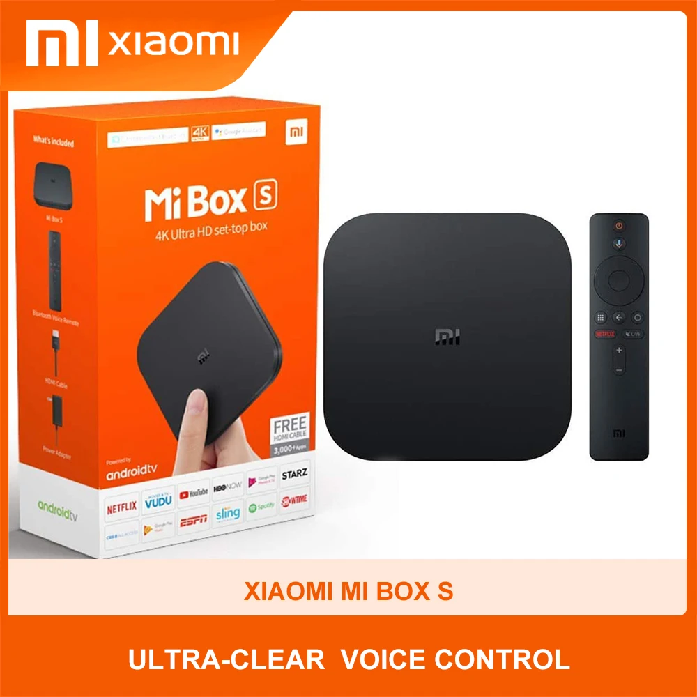 ТВ-приставка Xiaomi Mi Box S глобальная версия встроенный 4K HDR Wi-Fi Android TV с Google Assistant