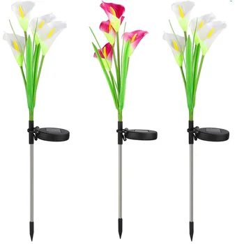 

3 Pack Solar Lights Outdoor Garden Stake Flower Lights Color Changing LED Lily Solar Powered Lights