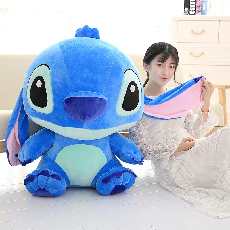 2024 New Disney Cartoon 35cm Kawaii Dark Green Stitch Plush Toys