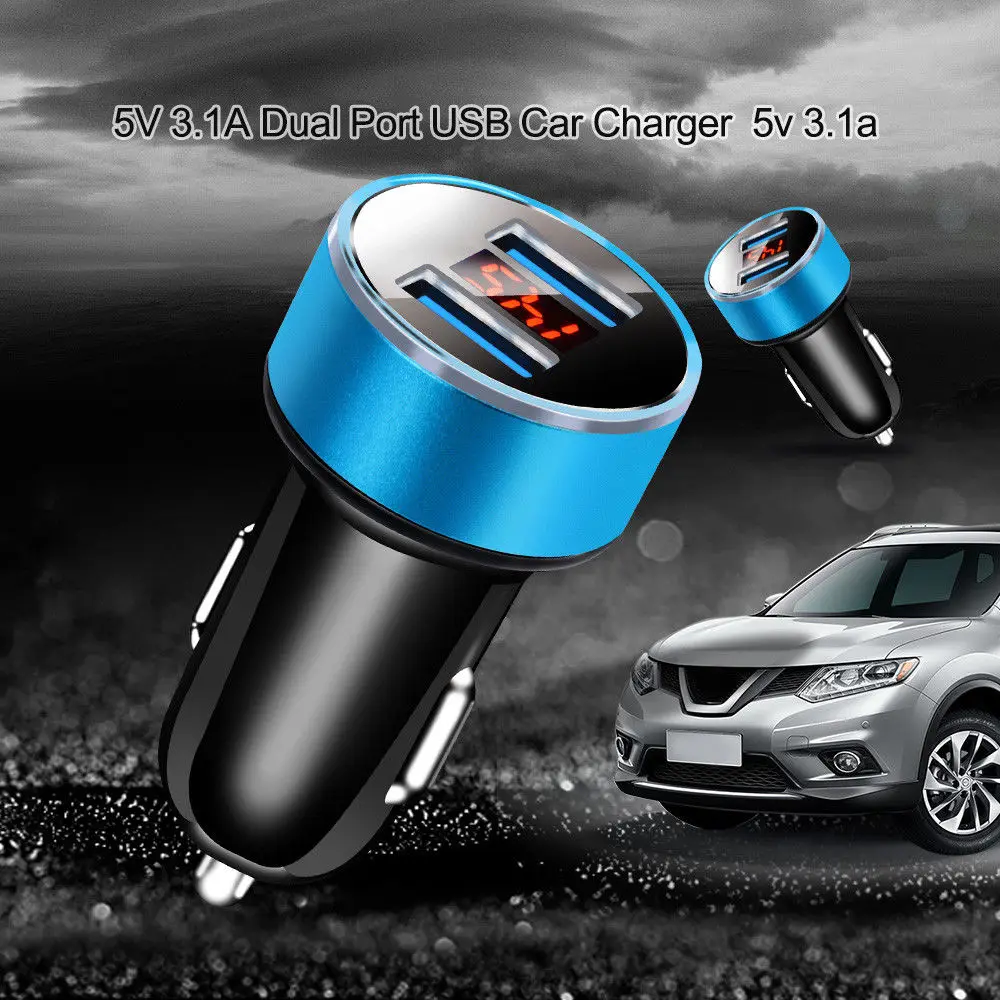 

5V/3.1A LED Display Charging Car Charger Voltage Monitoring Charge DC 12V/24V Dual USB 3.1A Quick 3.0 LED