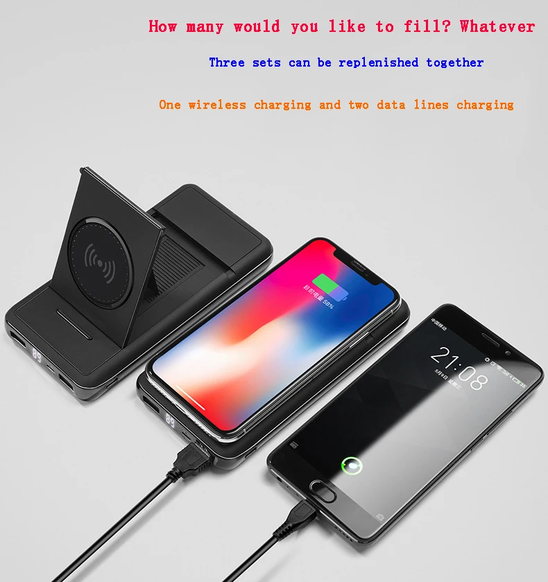 New Style Wireless Charging 30000MAh Power Bank Digital Display Stand Mobile Power For Mobile Phone Charging Treasure For iPhone