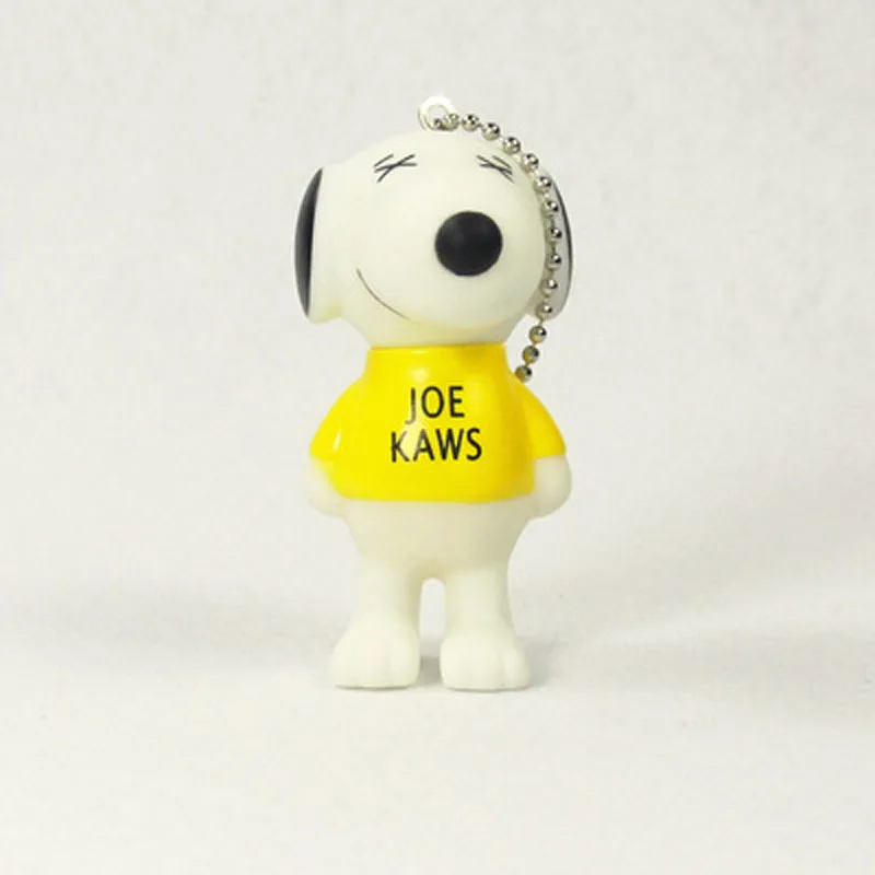 Snoopy Silicone Action& Toy Figures Doll Keychain Bell Leather Rope Cartoon Dog Snoopy Key Chain Ring Pendant Women Bag Pendant - Цвет: Коричневый