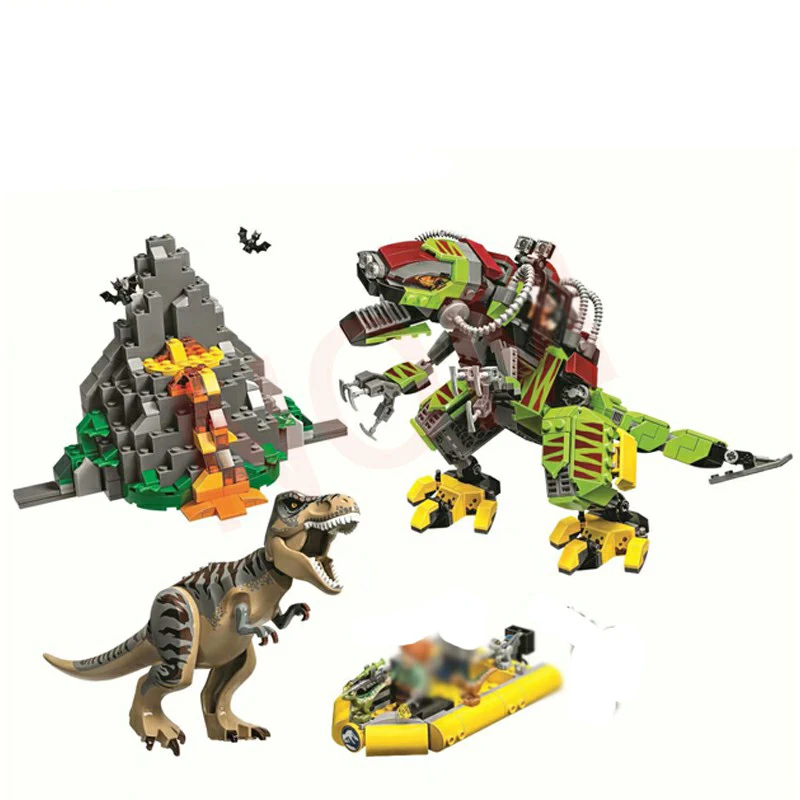 Photo Product New 75938 740pcs Jurassic World Series The T-Rex VS Dino-Mech Battle Model Building Block Toy For Children Gift 11337