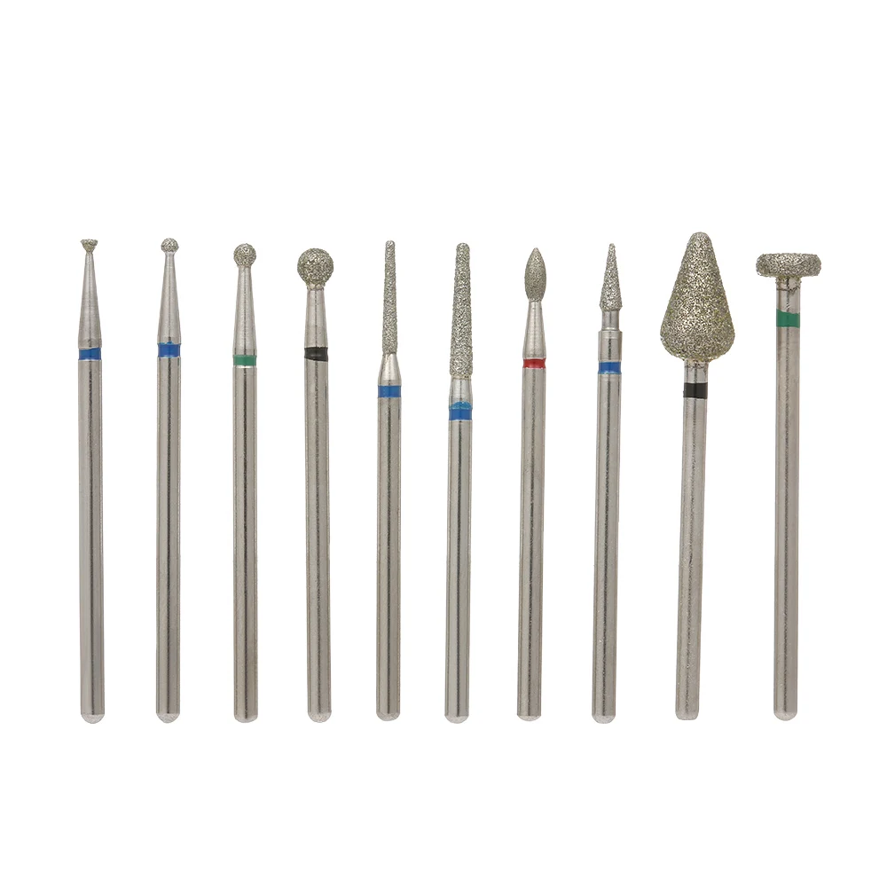 10Pcs Nail Drill Bits For Manicure Drill Pen Cuticle Cleaner Dust Drill Brush Rotary Polishing File Grinding Heads Nail Files