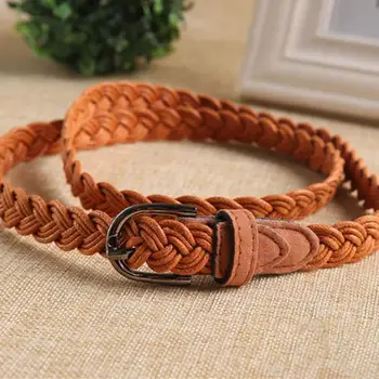 

Classic Braided Belt Metal Buckle Hemp Rope Waistband Casual Dress Jeans Woven Waist Belt Female Faux Leather Girdle