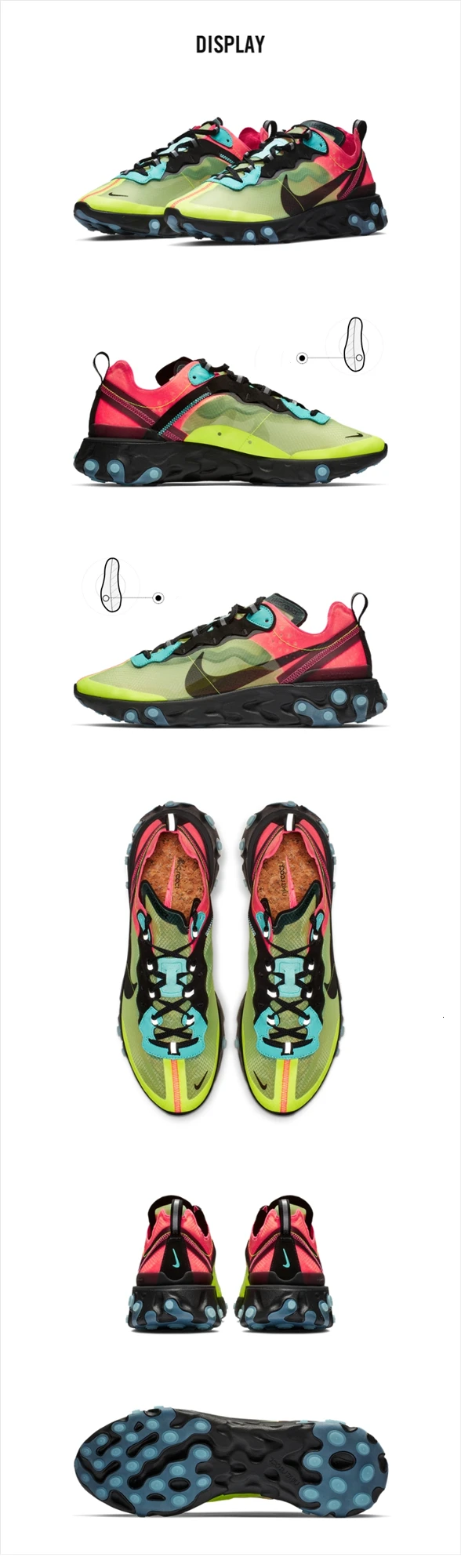 NIKE REACT ELEMENT 87 мужские кроссовки мужская обувь для отдыха кроссовки# Aq1090