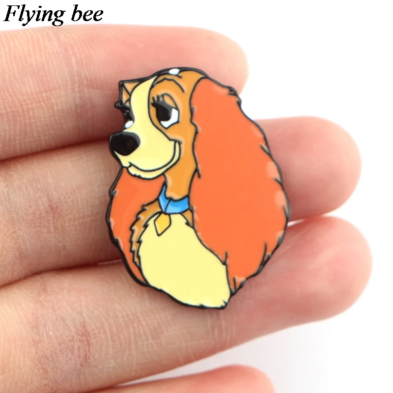 Flyingbee, креативные значки с изображением собак, Мультяшные металлические булавки для женщин и мужчин, булавка для рюкзака, индивидуальная детская булавка, очаровательные ювелирные изделия X0604