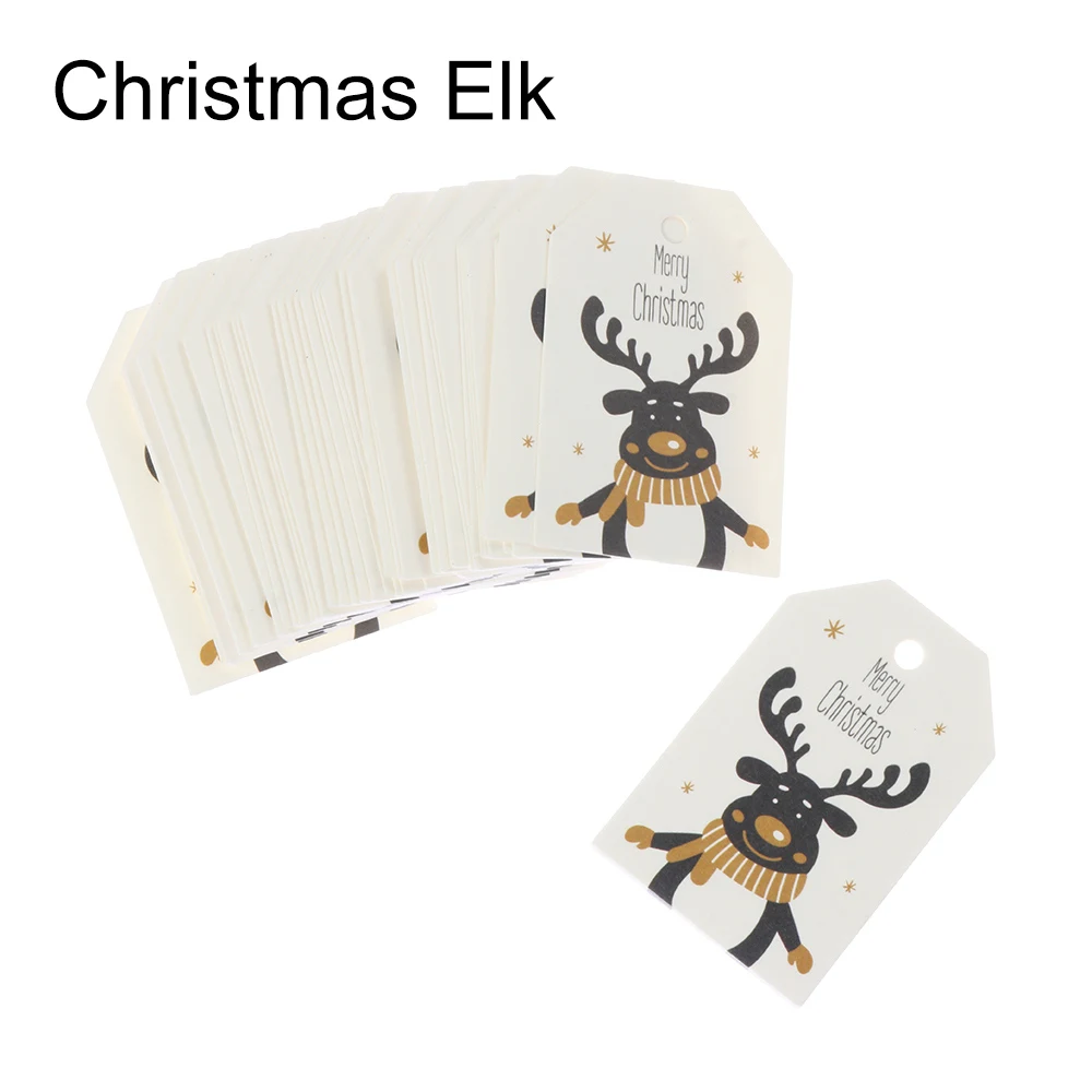 Christmas Elk 50 шт. рождественские крафт-Этикетки бирки подарочная упаковка бумажная бирка Санта Клаус носки с лосем вечерние открытки Рождественская декорация рукоделие хобби - Цвет: Christmas Elk