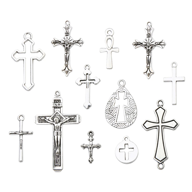 10 Sets Rosary Cross and Center Sets for Rosary Bead Necklace