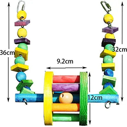Многоцветный деревянный блок с вращающимся роликом качели птица игрушка для средних и больших попугаев попугай Parakeet Lovebird волнистый Финч окунь