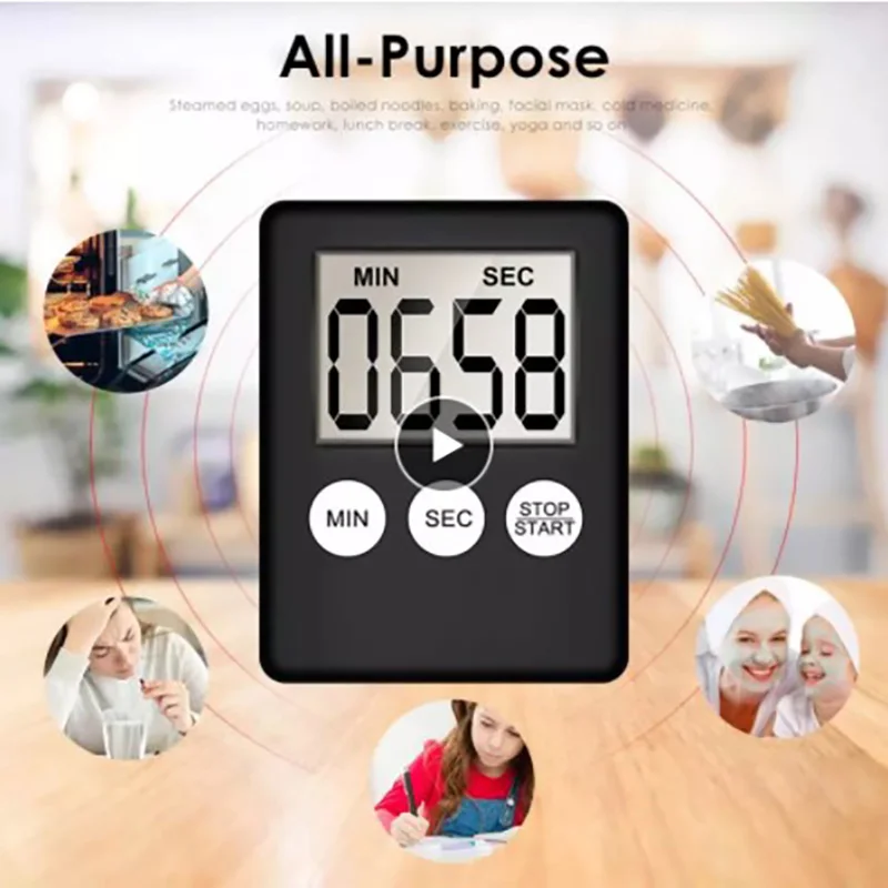 6 Pieces Digital Kitchen Timer Magnetic Countdown Timer Kitchen Loud Alarm  Stopwatch Large Digits Timer Clock for Cooking Baking Boiling Egg Sports