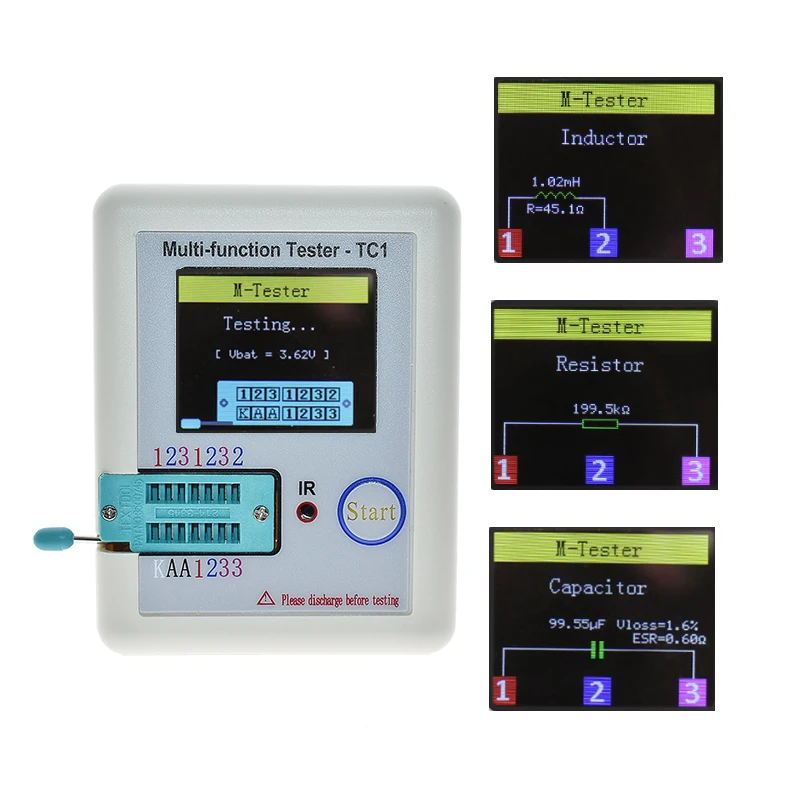 LCR-TC1 TFT 3,5 дюймов ЖК-дисплей цветной графический PNP NPN транзистор тест er мультиметр Диод Триод измеритель емкости резистор тест
