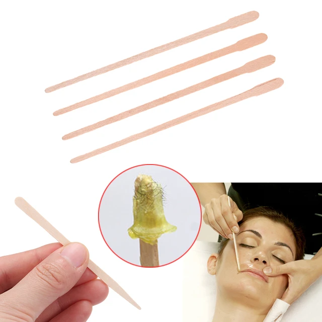 100Pcs Body Hair Removal Sticks Eyebrow Wax Sticks Wooden Waxing
