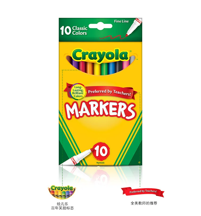 Crayola Children 10-Color Fine Head Watercolor Pen Safe Non-toxic Baby Painted 58-7726