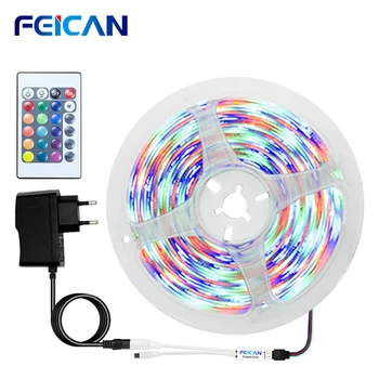 

SMD2835 RGB LED Strip 5M Waterproof Full Kit Power Supply 12V Ambilight LED Tape Backlight Remote Control RGB Tape Neon Ribbon