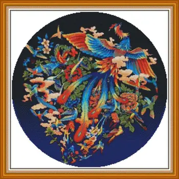 

Birds pay homage Cross Stitch Beautiful Phoenix Pattern 14ct 11ct Count Print Canvas Cross Stitch DIY Needlework Embroidery Set
