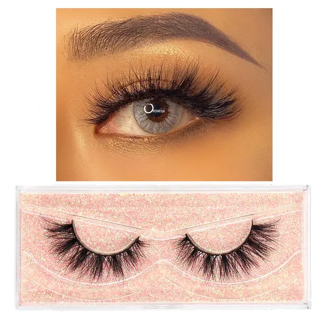 FOXESJI Makeup Eyelashes 3D Mink Lashes Fluffy Soft Wispy Natural Cross Eyelash Extension Reusable Lashes Mink False Eyelashes E01