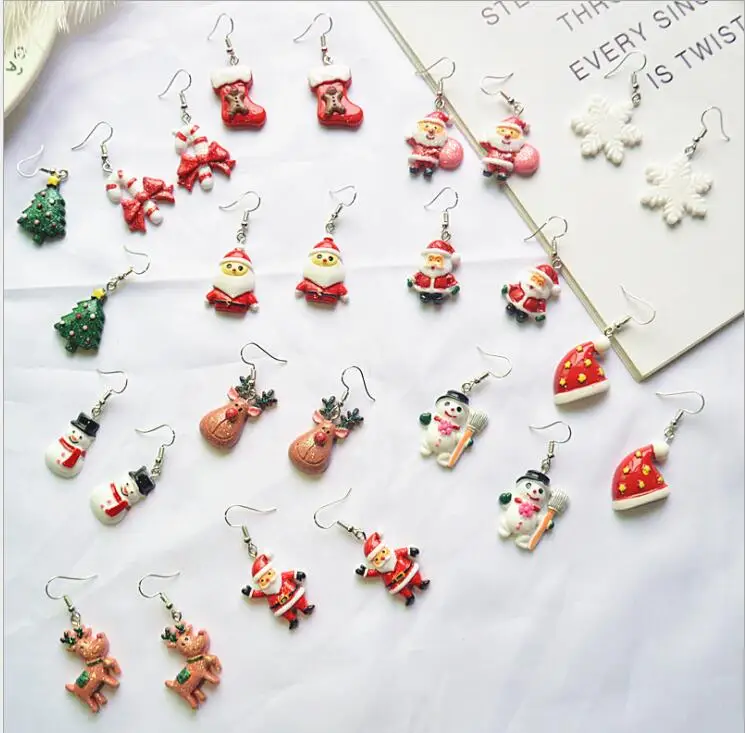 Санта Клаус снеговик рождественская елка рождественские серьги подарок на Новый