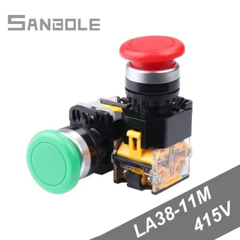 

Self-reset Button Switch LA38-11M Mushroom Head Button 22mm 1NO1NC No Lock Momentary Mushroom Cap Push Button Switches (4pcs)