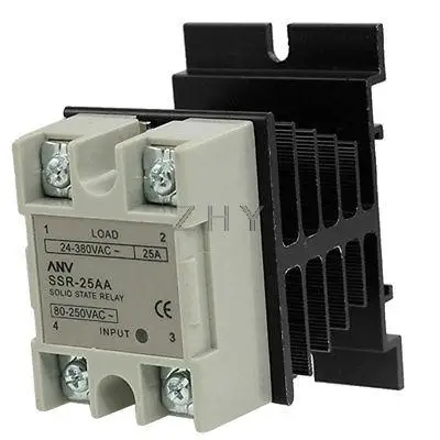 

25A AA Solid state relay SSR AC 80-250V control 24-380V + Heat Sink