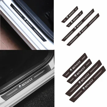 

Car styling 4PCS Car Door Threshold Carbon Fiber Scuff Plate Sticker For Renault Megane 2 3 Duster Logan Clio Laguna 2 Captur