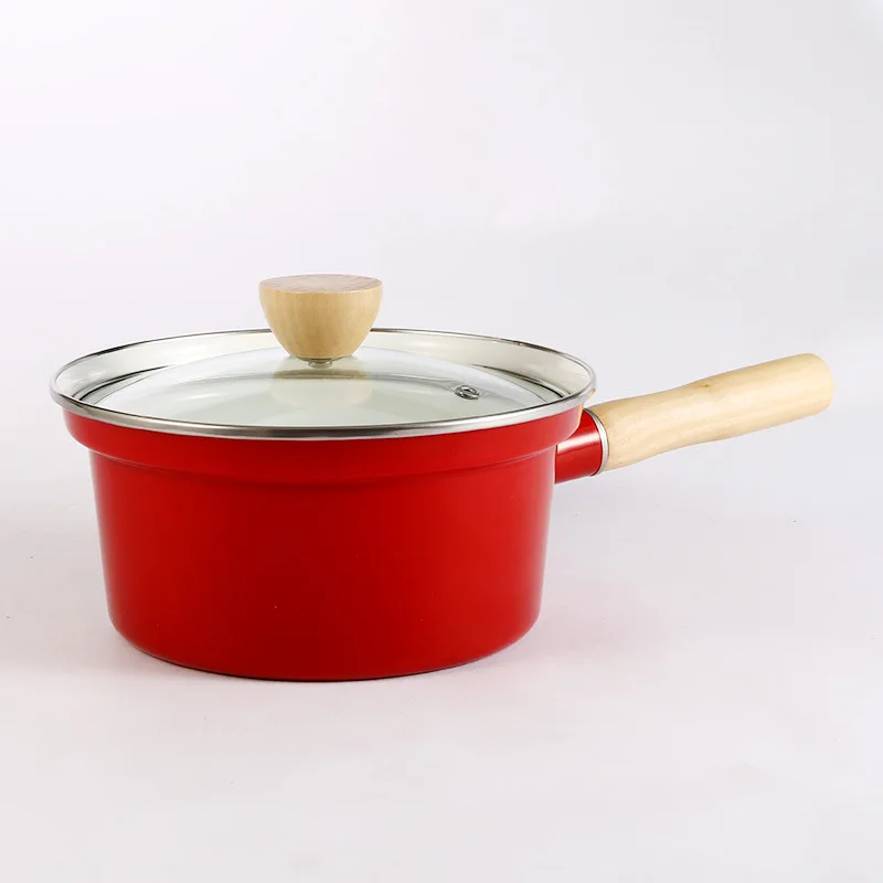  18CM red high quality Soup Pot Saucepan Portable Stockpot Milk Heating Nonstick Cooking Pan Kitchen - 4000210303716