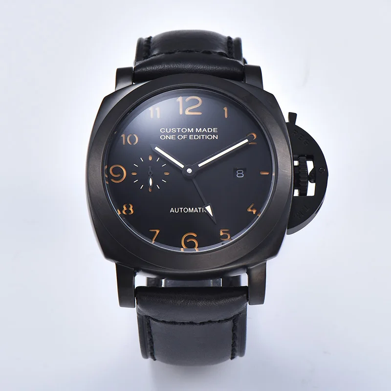 

Parnis Automatic Mechanical Watch For The Men Waches Men Movement Stainless Steel Luminous Hands Leather Strap 44 Mm