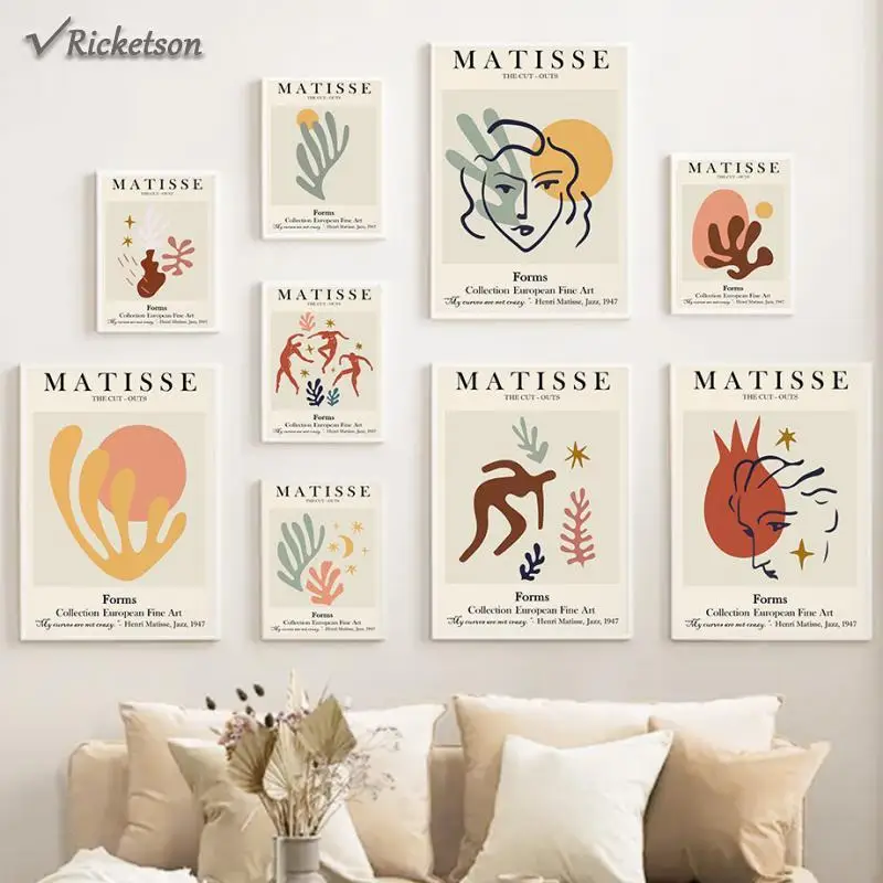 

Canvas Painting Wall Art Matisse Body Face Coral Leaf Sun Nordic Posters and Prints Wall Pictures for Living Room Home Decor