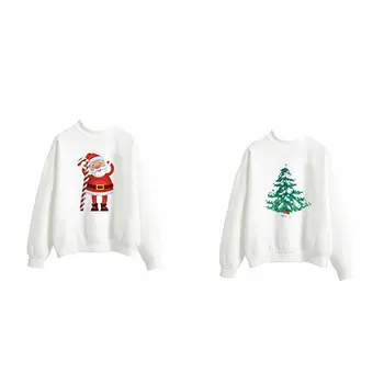 

New Christmas Sweater European And American Print High Collar Long-sleeve Sweater Santa Claus