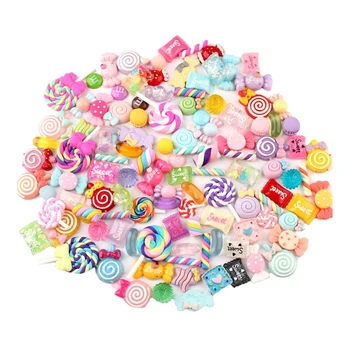 

100 Pieces Slime Charms With Mermaid Tail Candy Sugar Dolphin Resin Flatback Of Slime Beads For Ornament Scrapbook Diy Crafts