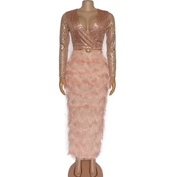 

Tassel Sequined African Dresses For Women Dashiki Maxi Dress African Clothing Long Sleeve Long Dresses Africa Clothes