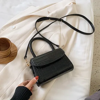 

2020 New Desiner Stone Crocodile Pattern Shoulder Bags Women Casual Flaps Small Mini Crossbody Bags Ladies Pu Leather Handbags