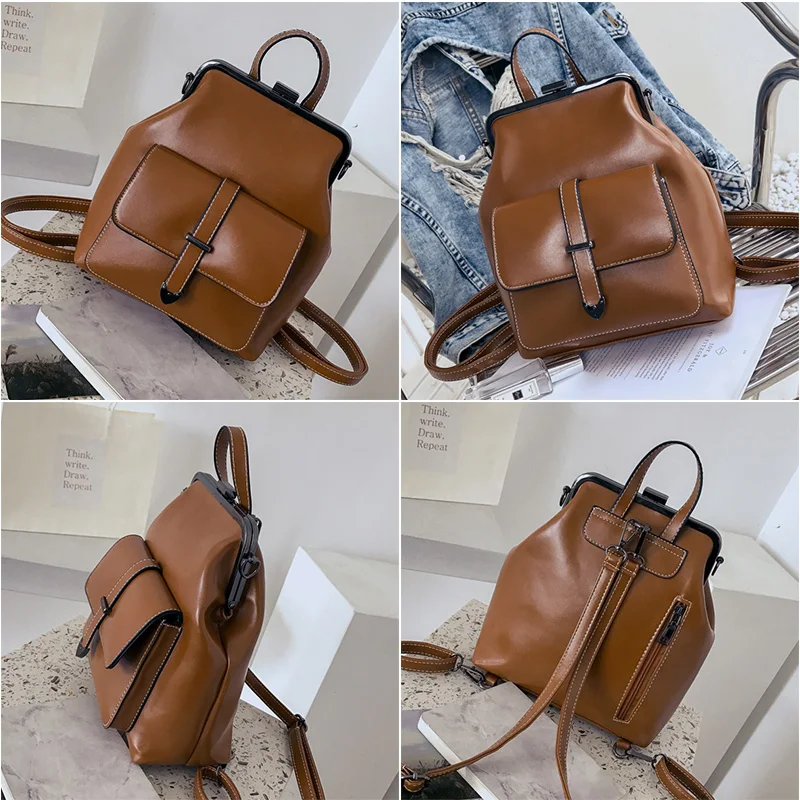 M8 Convertible 3-in-1 Crossbody Backpack Purse in Camel Color