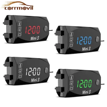 

Motorcycle Electronic Clock Thermometer Voltmeter Universal 3 in1 IP67 Waterproof Dust-proof Voltmeter Tools LED Digital Display