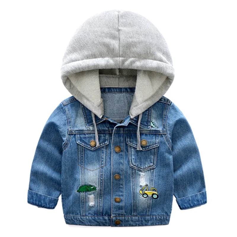 

2018 New Style Autumn Brand Childrenswear BOY'S Children Applique Flower Cartoon Hooded Cowboy Clothes Coat