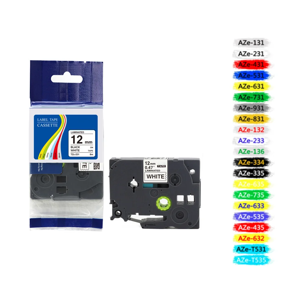 4 Colors TZe 231 12mm Replace Brother P-Touch Laminated 335 MQP35 MQG Label Tape 