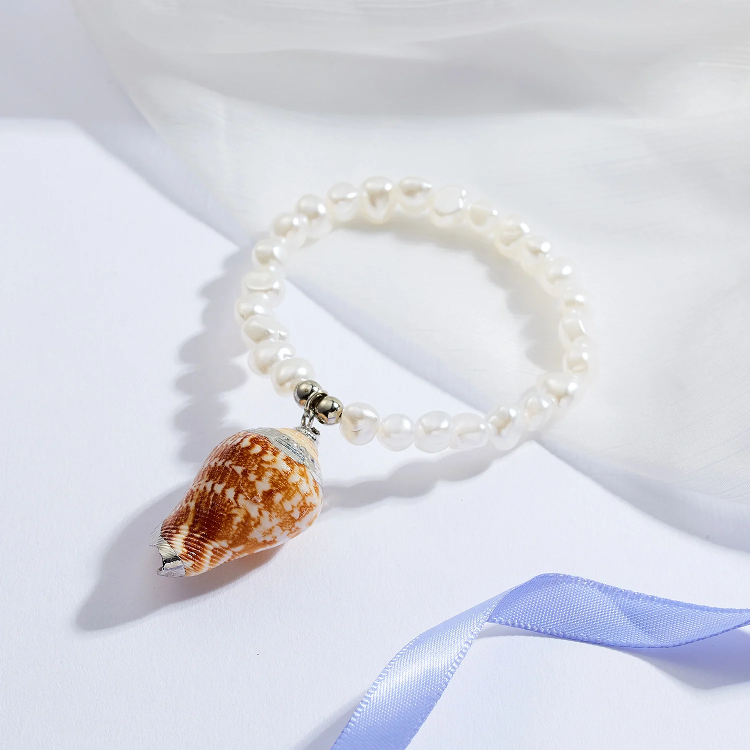 Жемчужный эластичный бисерный браслет пентаграмма настоящая раковина гребешок креативный подарок браслет для девушки женщины