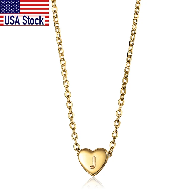 Gold Heart Initial Necklace - Lulu + Belle Jewellery