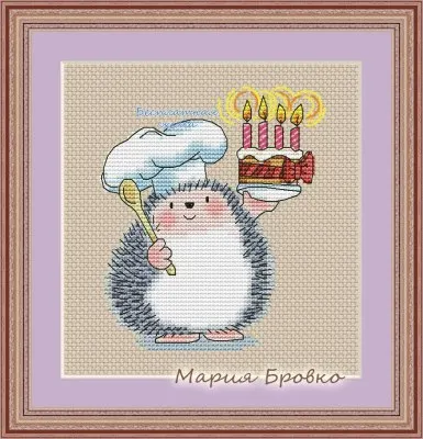 MM RS cotton self-matching cross stitch Cross comes Birthday cake of Hedgehog | Дом и сад