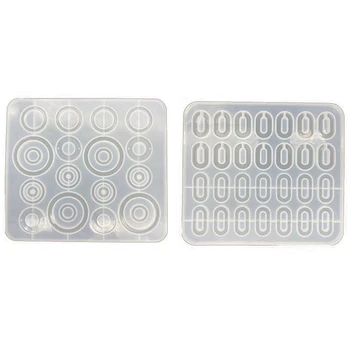 

2 Pcs Rectangle Round DIY Crystal Epoxy Bracelet Mold Handmade Pendant Making Silicone Mold,16.8X14.9Cm & 19.9X17.6Cm