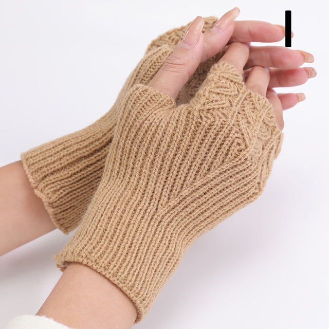 Half Finger Gloves Winter Soft Warm Wool Knitting Arm Gloves Arm Crochet Knitting Hollow Heart Mitten Fingerless Gloves