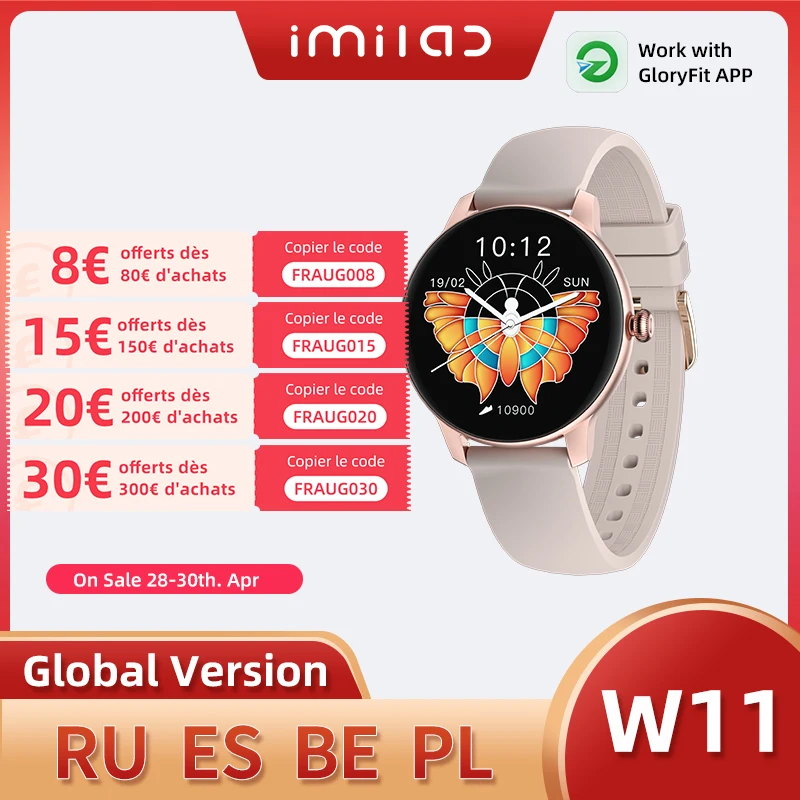 IMILAB W11 Smart Watch Women Heart Rate Pedometer Sleep Monitor Smart Wristband Sport Watch IP68 Fitness Tracker Lady Smartwatch