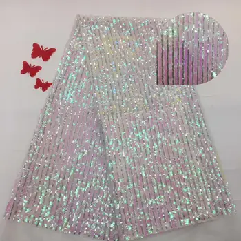 

Madison Latest French Lace Fabric 2019 Sequins Lace Embroidery African Party Dress High Quality For African Lace Fabric