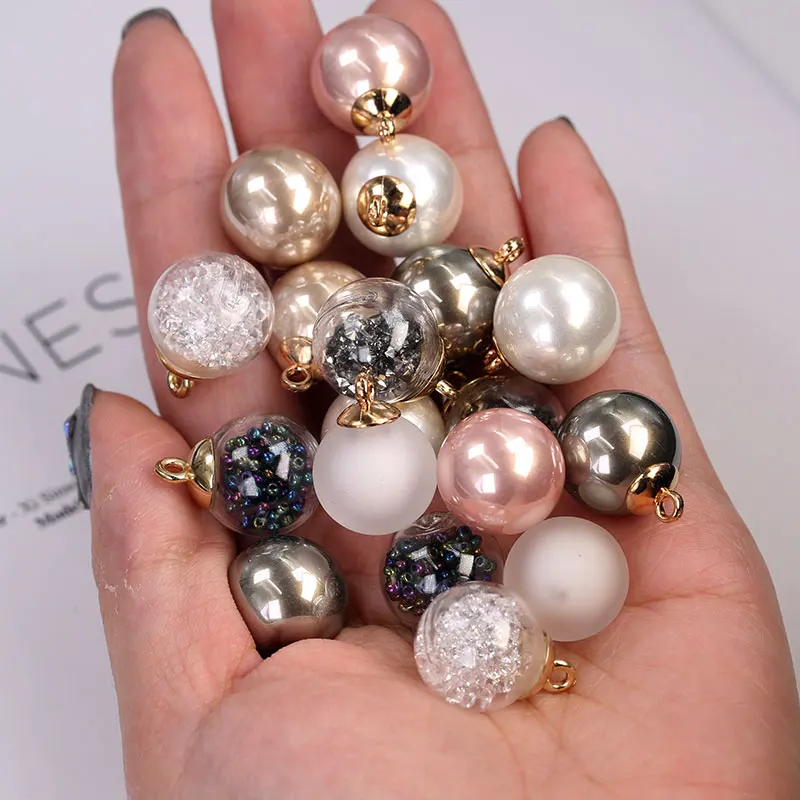 High Fashion Made In Italy Clear Buttons With Pink Orange Fake Pearl And Gold Ring On Top Dress Shirt Buttons