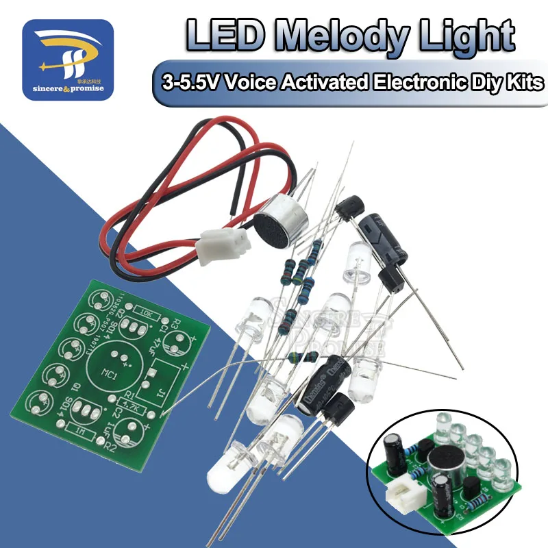 3V-5.5V Voice activated Control lamp LED Melody Light Module DIY Electronic Funny Kit Production Suite Learning PCB laboratory