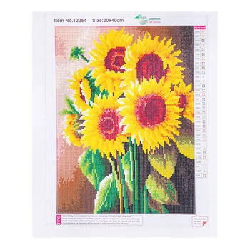

LZAIQIZG Full Drill Round Diamond Painting Blooming Sunflower Rhinestone Picture Diamond Embroidery Mosaic Home Decor 30x40 cm
