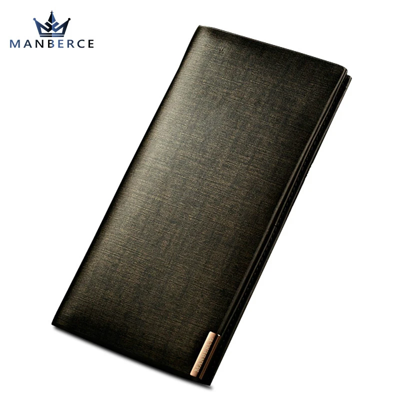 

MANBERCE 2019 New Men Wallets Famous Brand Long Wallet Clutch Male Money Purse Wrist Strap Wallet Men Leather Wal Free Shipping