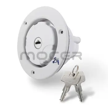 

Fresh water inlet locakable cap supplied with two keys suitable for most fresh inlets on motorhomes caravans and boats